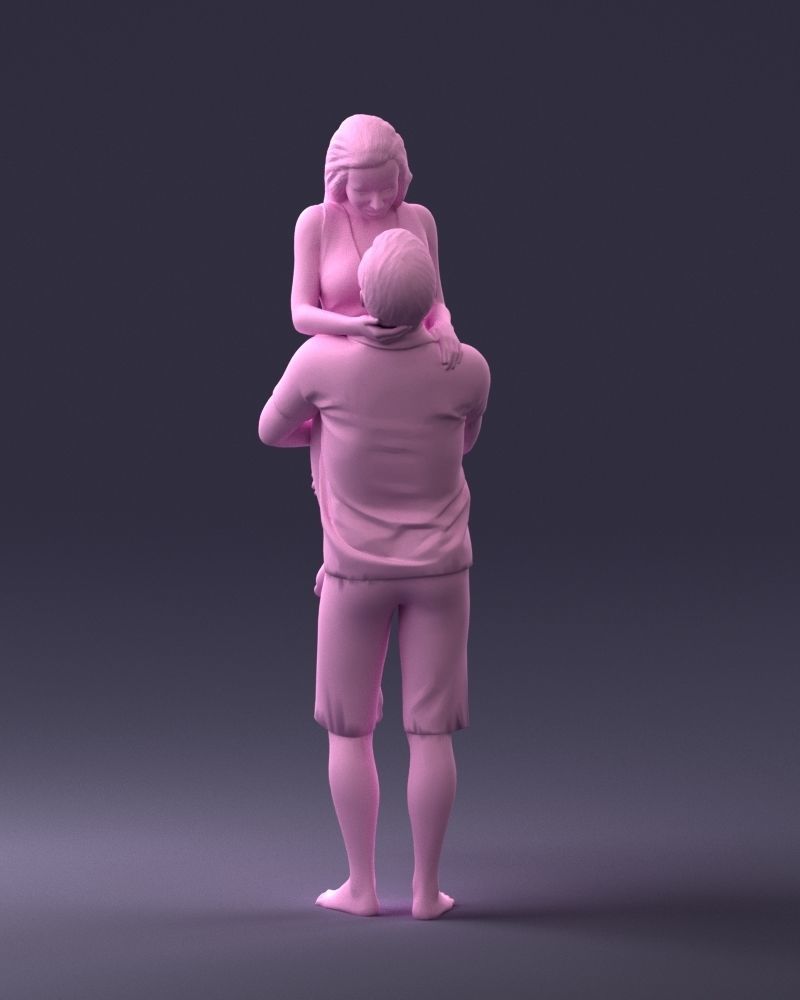 000251 Couple in Romantic Pose Man Holding Woman 0207 3dp 3D print model_10