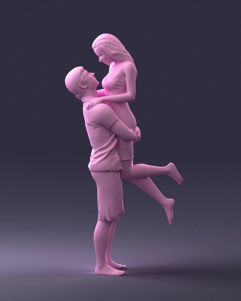 000251 Couple in Romantic Pose Man Holding Woman 0207 3dp 3D print model_8