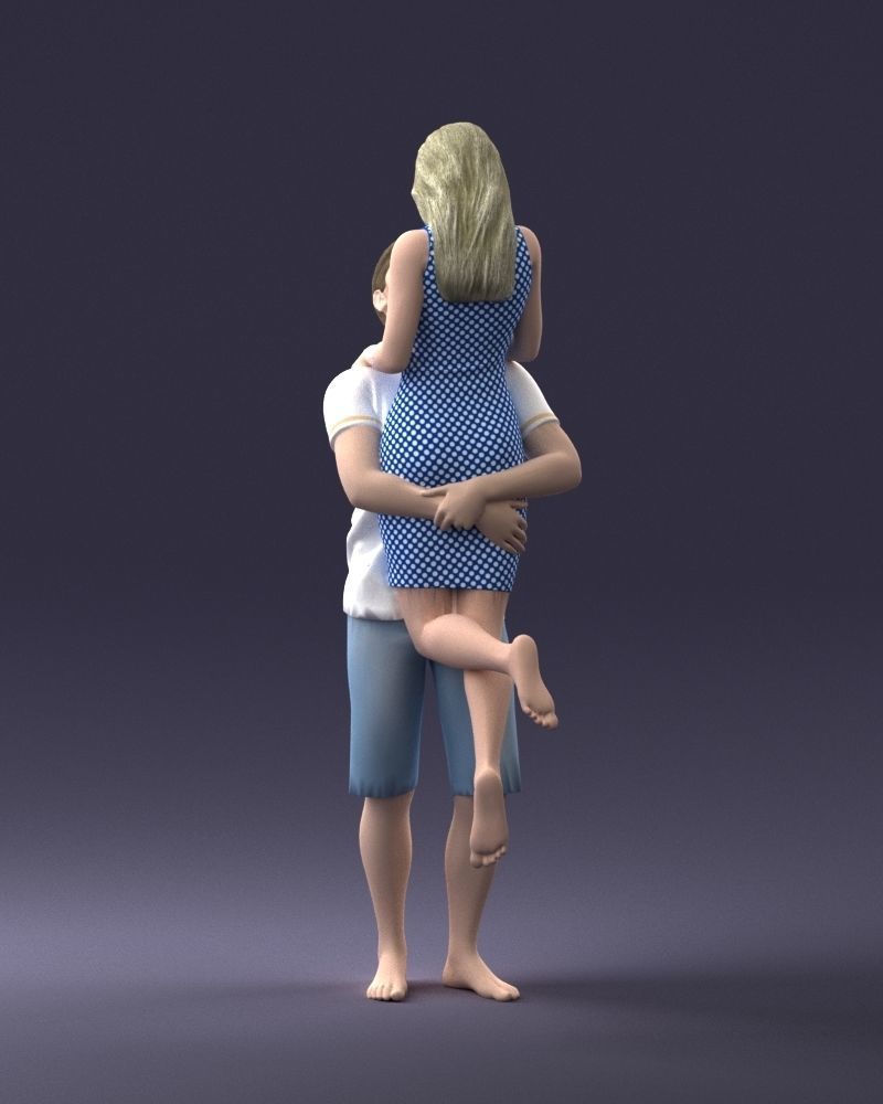 000251 Couple in Romantic Pose Man Holding Woman 0207 3dp 3D print model_5