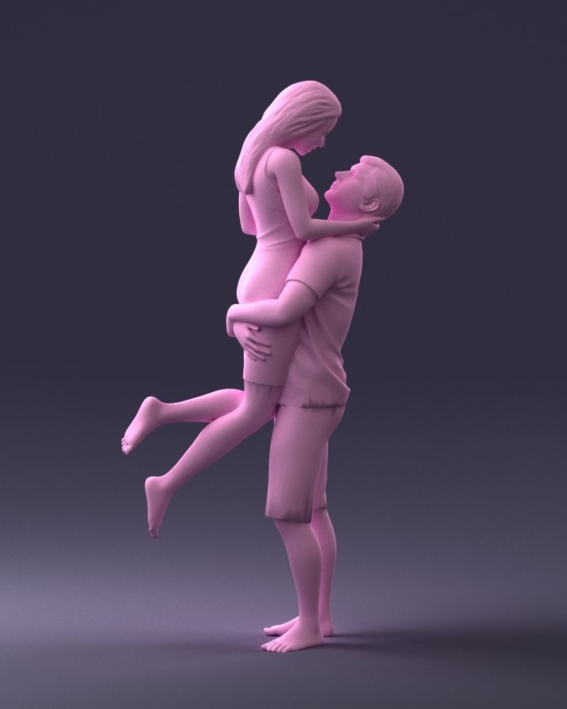 000251 Couple in Romantic Pose Man Holding Woman 0207 3dp 3D print model_14
