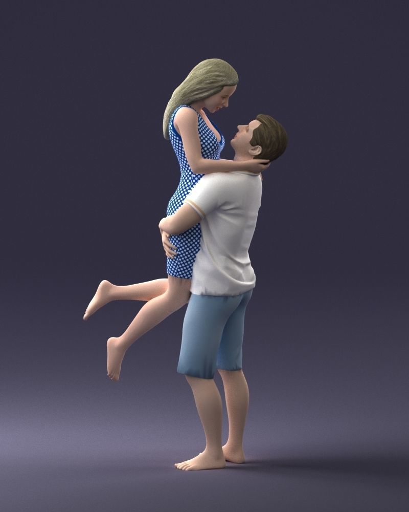 000251 Couple in Romantic Pose Man Holding Woman 0207 3dp 3D print model_11