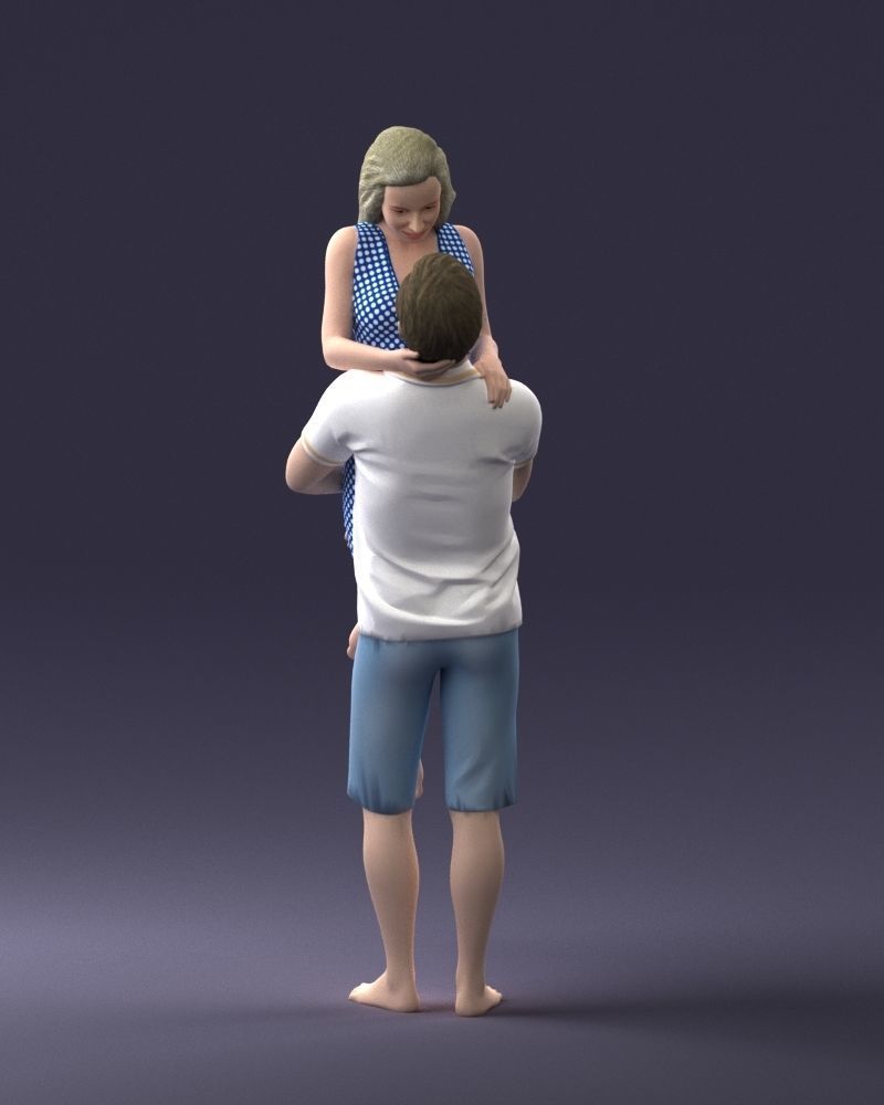 000251 Couple in Romantic Pose Man Holding Woman 0207 3dp 3D print model_9