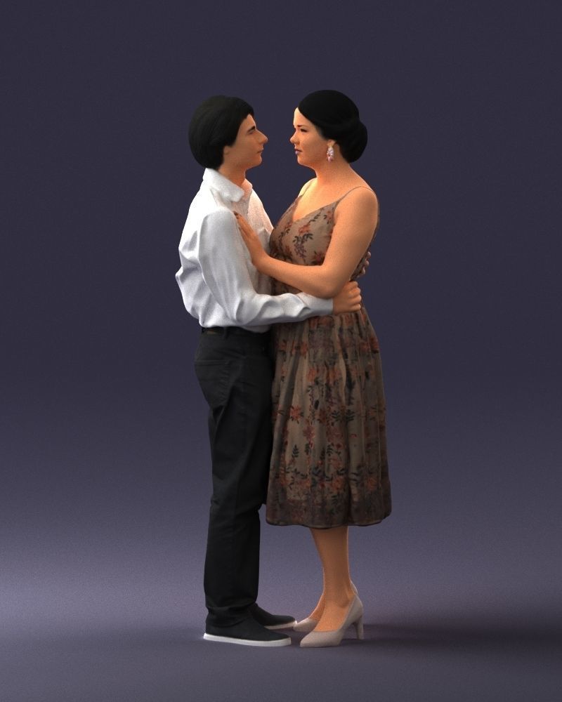 000140 Romantic Couple Embrace 0620 3D model_32