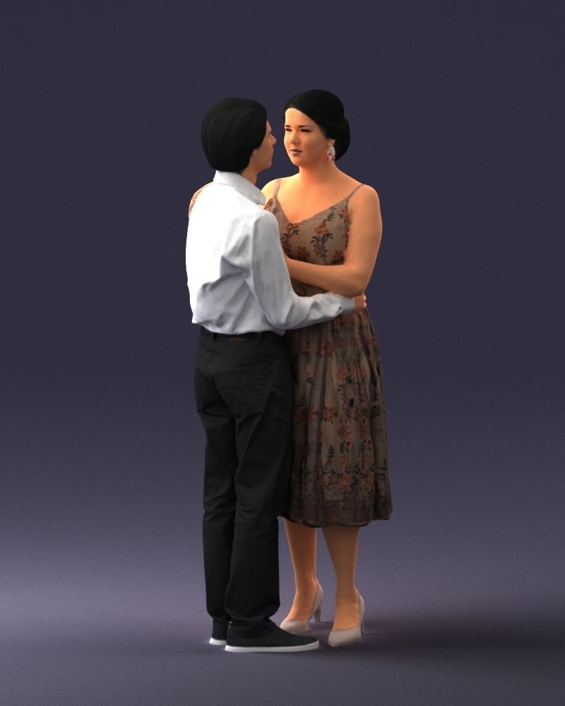 000140 Romantic Couple Embrace 0620 3D model_6