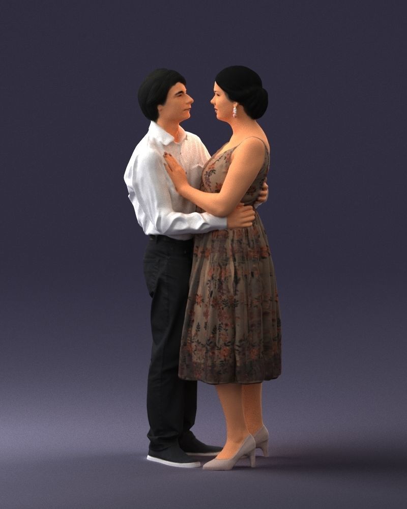000140 Romantic Couple Embrace 0620 3D model_29