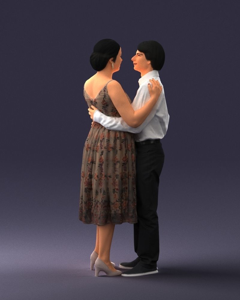 000140 Romantic Couple Embrace 0620 3D model_17