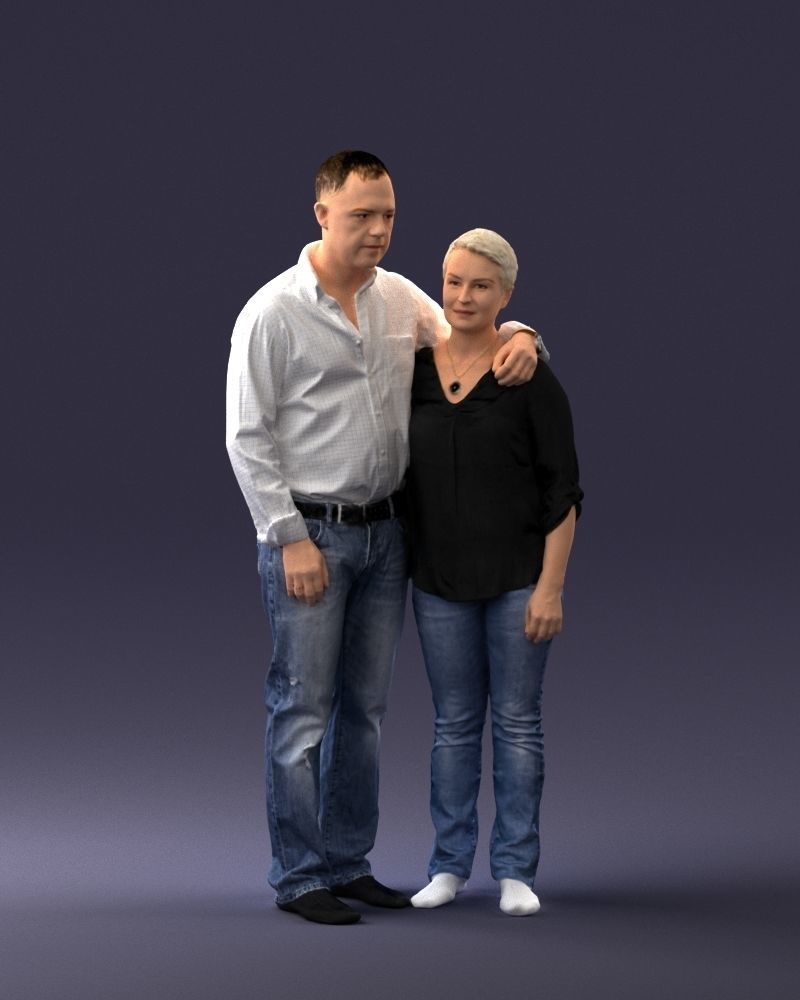 000231 Couple Standing Together Embracing Pose 1205 3dp 3D print model_36