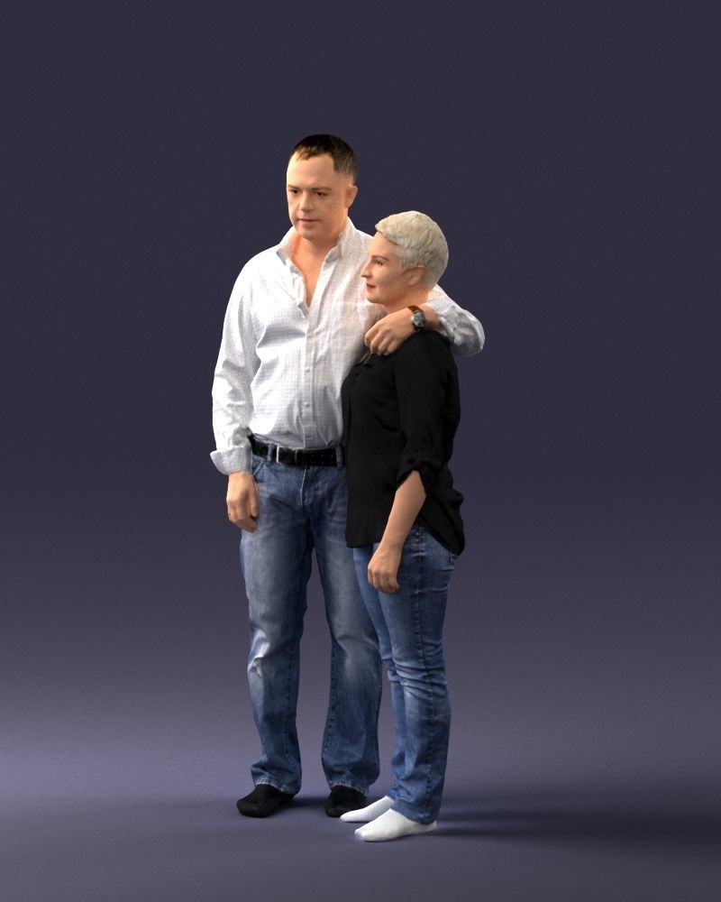 000231 Couple Standing Together Embracing Pose 1205 3dp 3D print model_27