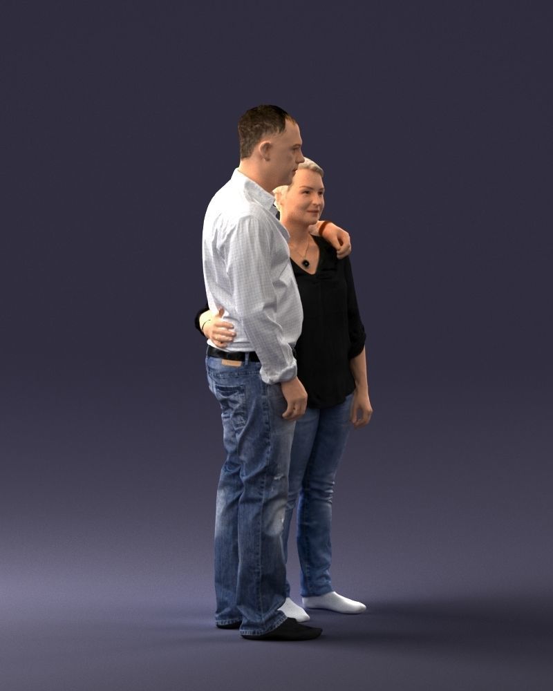 000231 Couple Standing Together Embracing Pose 1205 3dp 3D print model_9