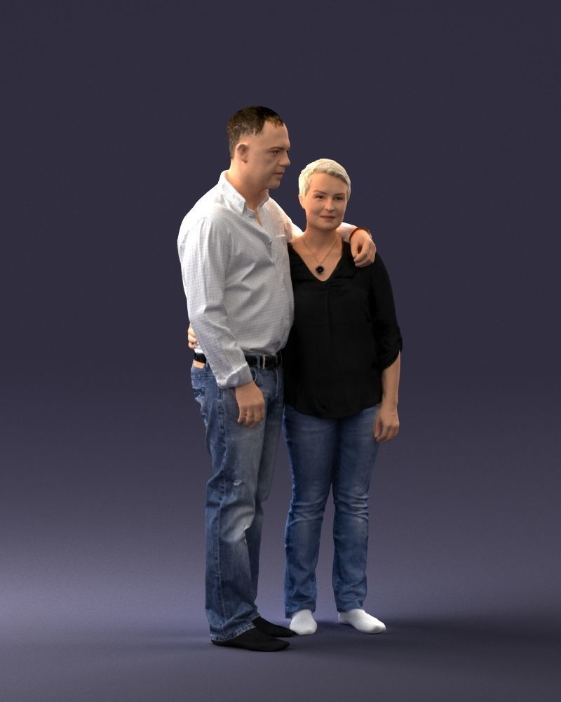000231 Couple Standing Together Embracing Pose 1205 3dp 3D print model_6