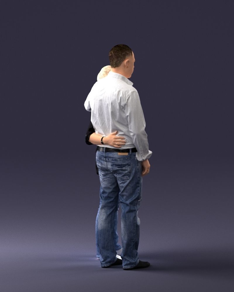 000231 Couple Standing Together Embracing Pose 1205 3dp 3D print model_12
