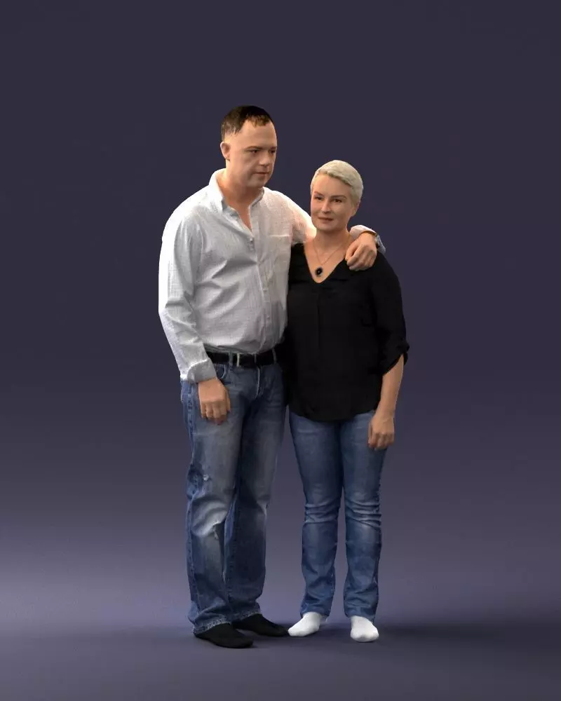 000231 Couple Standing Together Embracing Pose 1205 3dp 3D print model_0