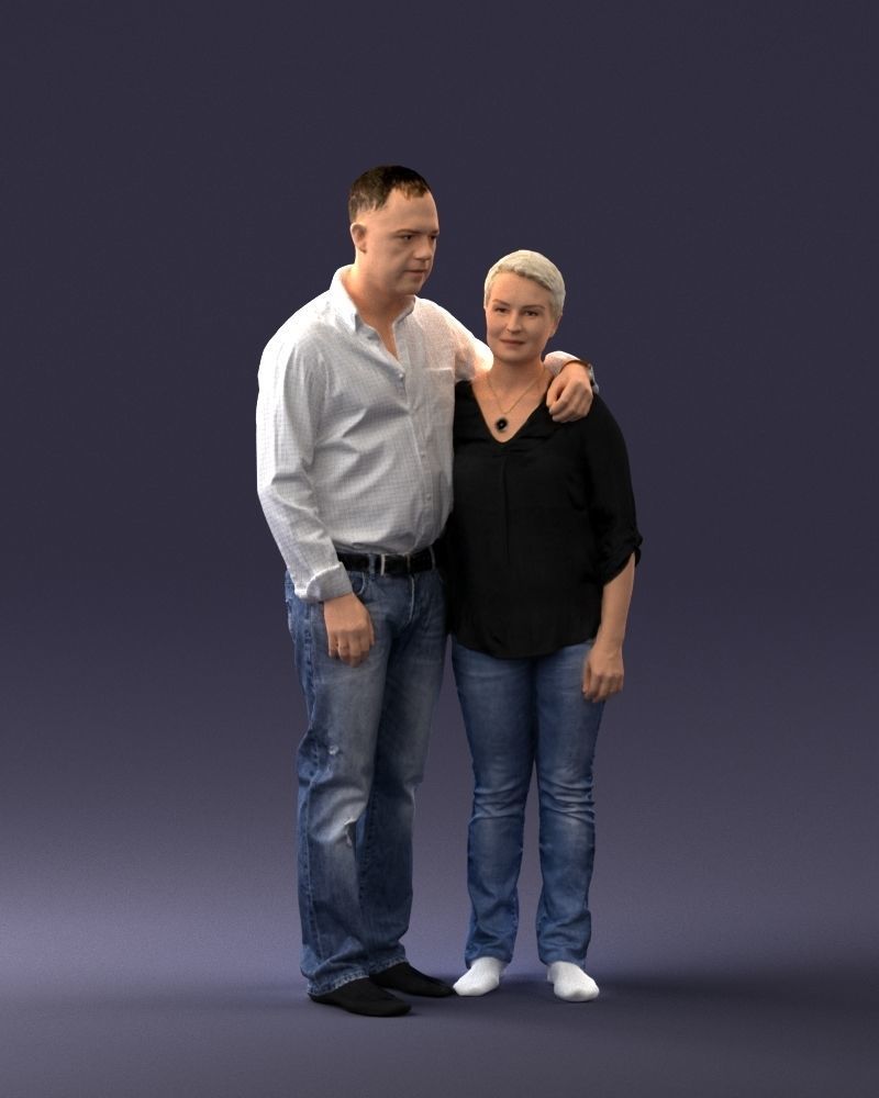 000231 Couple Standing Together Embracing Pose 1205 3dp 3D print model_3