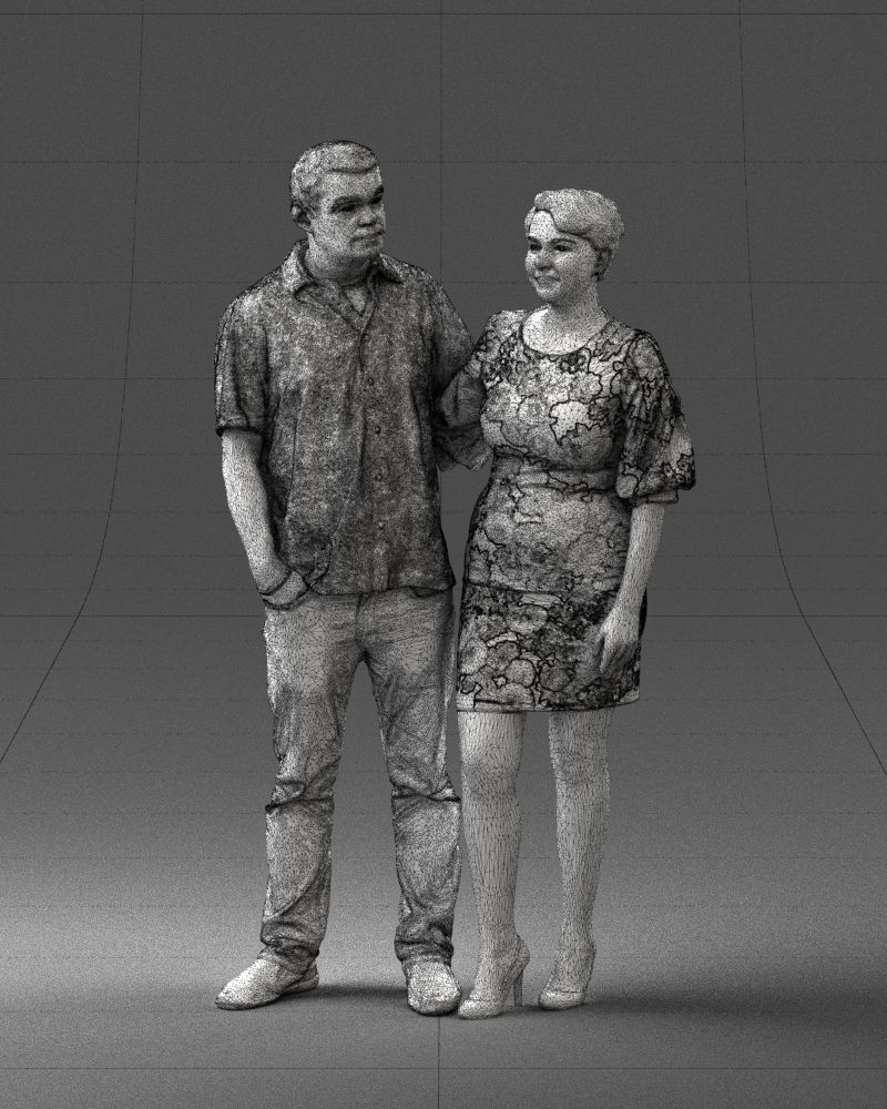 000359 Couple Standing Together Low-poly 3D model_36
