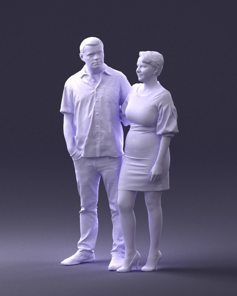 000359 Couple Standing Together Low-poly 3D model_32