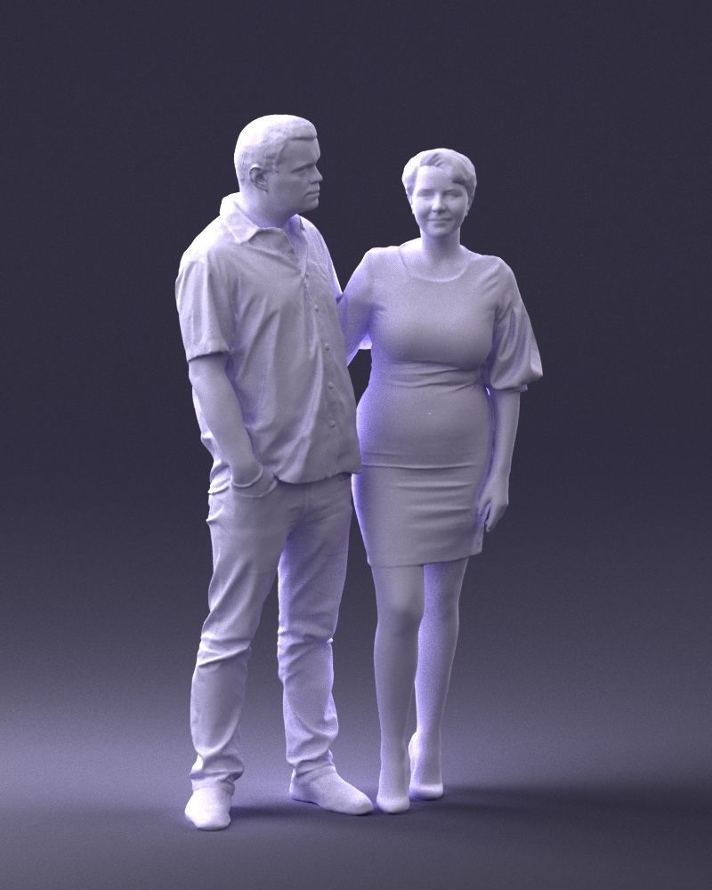 000359 Couple Standing Together Low-poly 3D model_8