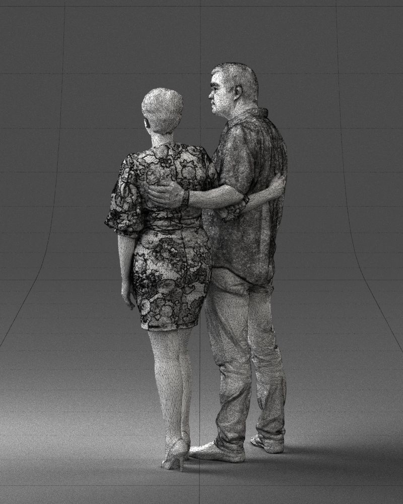 000359 Couple Standing Together Low-poly 3D model_24