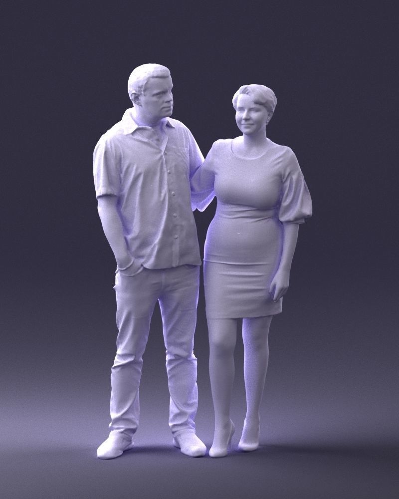 000359 Couple Standing Together Low-poly 3D model_5