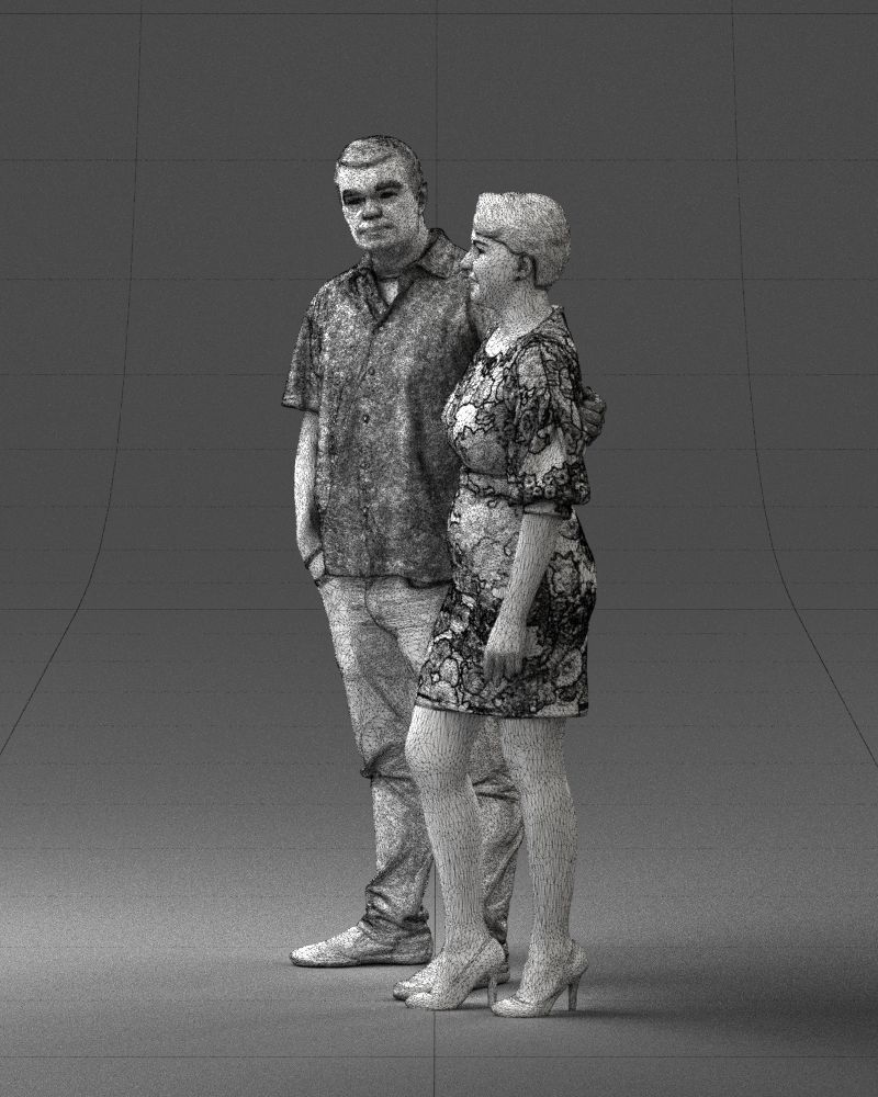 000359 Couple Standing Together Low-poly 3D model_30