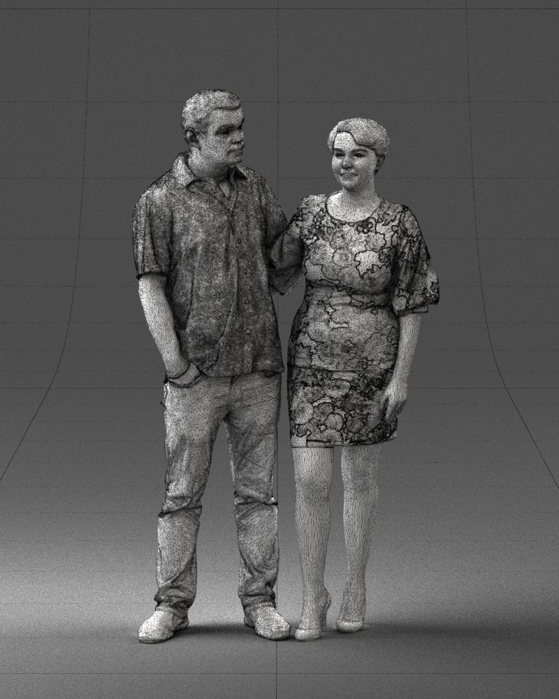000359 Couple Standing Together Low-poly 3D model_6