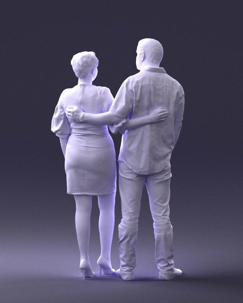 000359 Couple Standing Together Low-poly 3D model_20