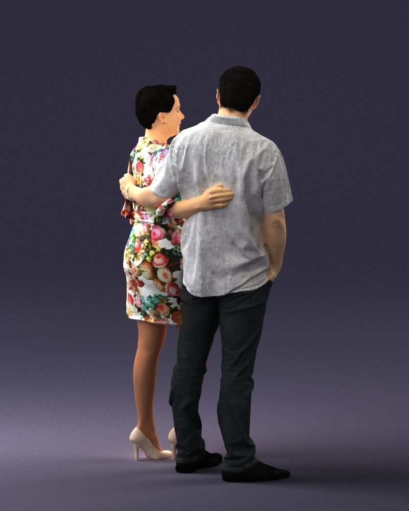 000359 Couple Standing Together Low-poly 3D model_16