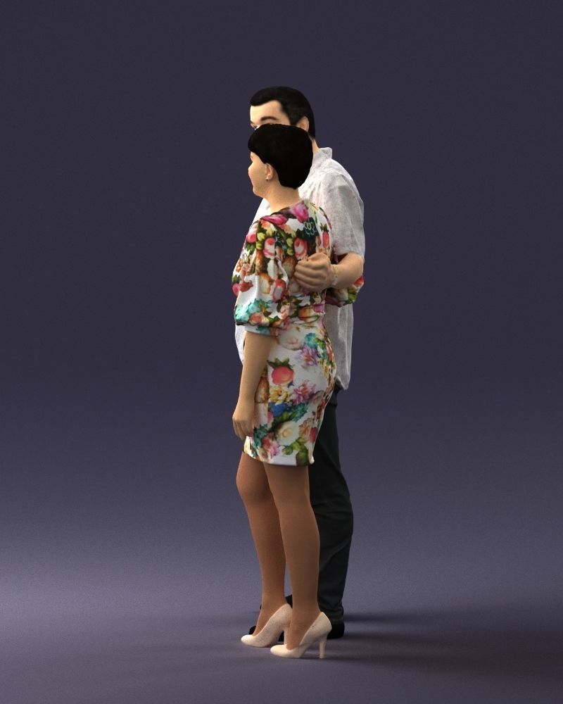 000359 Couple Standing Together Low-poly 3D model_25