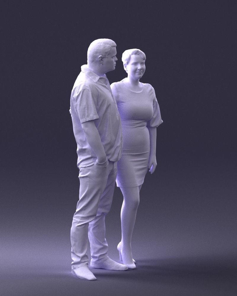 000359 Couple Standing Together Low-poly 3D model_11