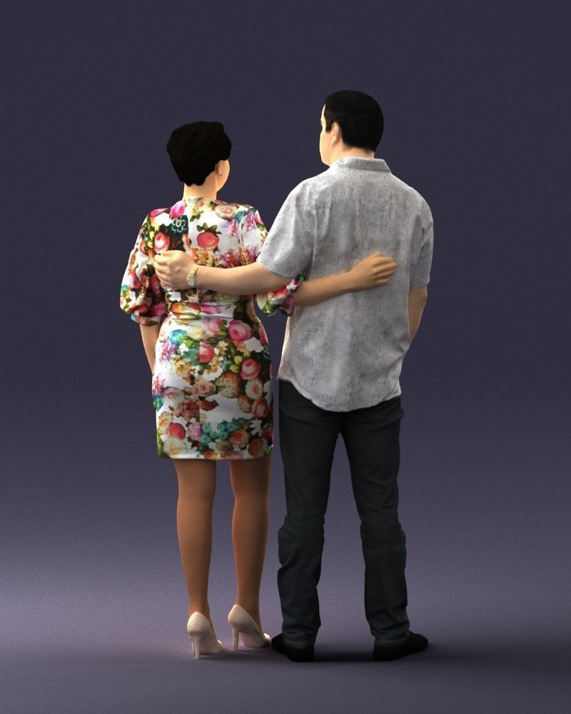 000359 Couple Standing Together Low-poly 3D model_19