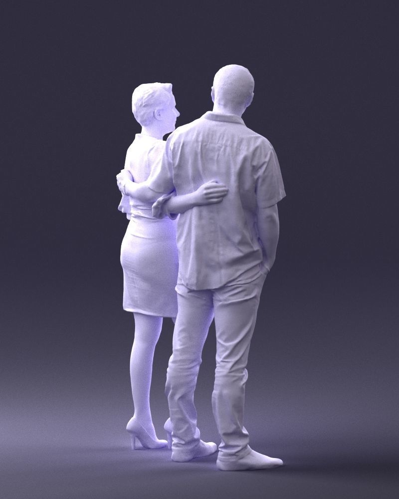 000359 Couple Standing Together Low-poly 3D model_17
