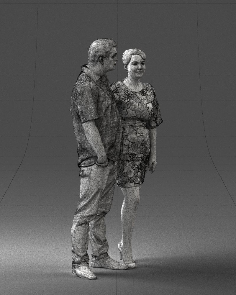 000359 Couple Standing Together Low-poly 3D model_12