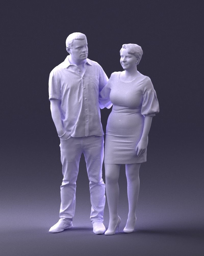 000359 Couple Standing Together Low-poly 3D model_35