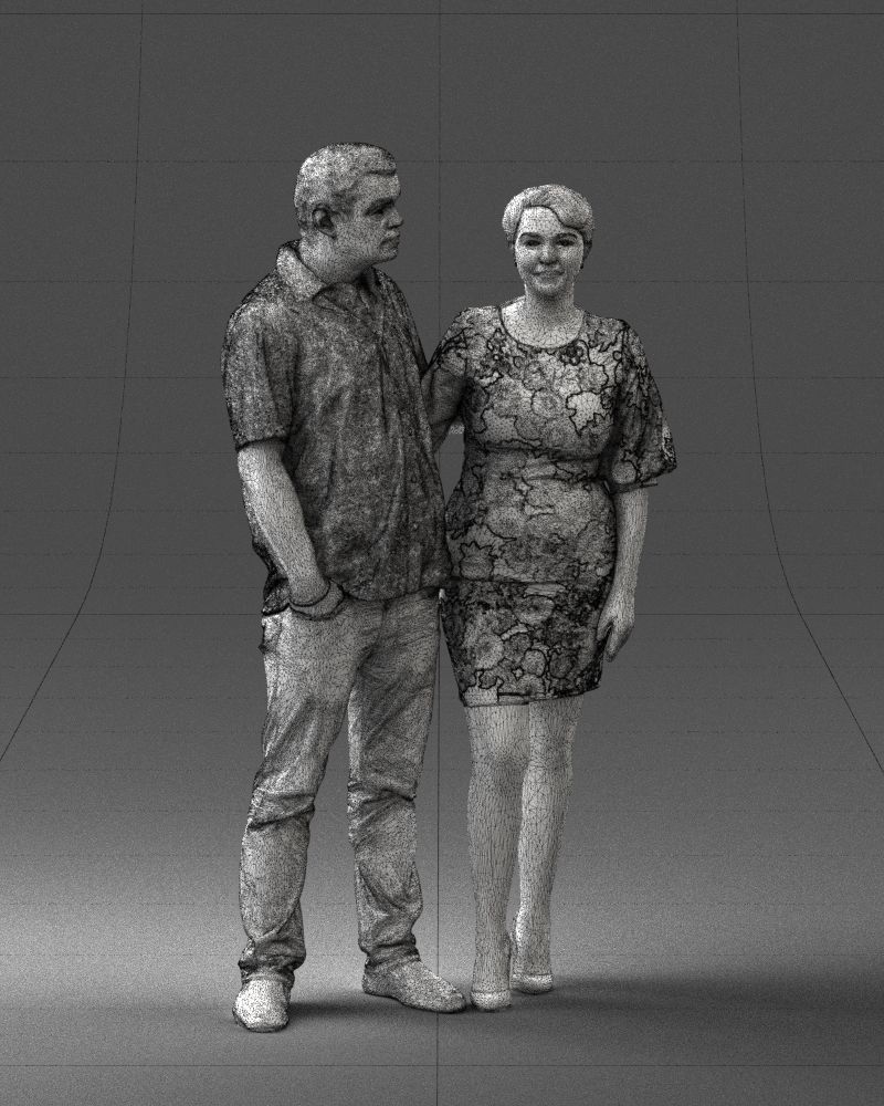 000359 Couple Standing Together Low-poly 3D model_9