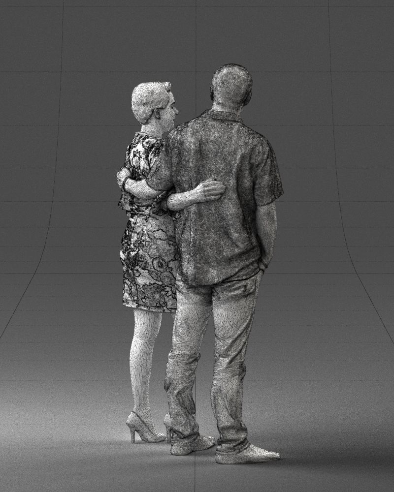 000359 Couple Standing Together Low-poly 3D model_18