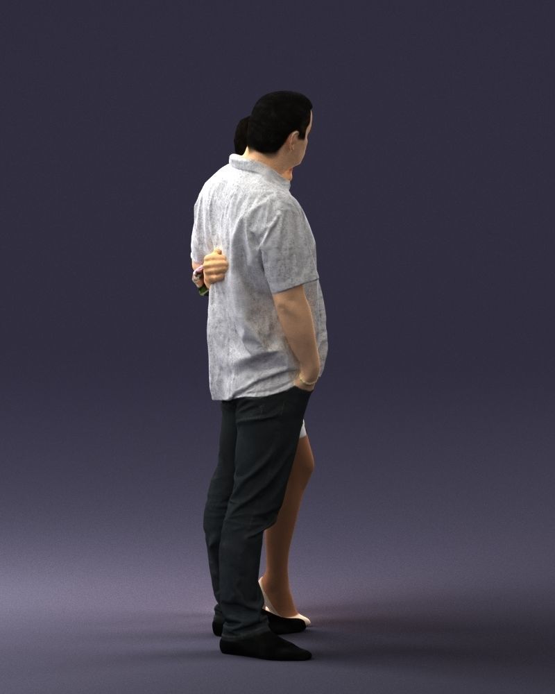 000359 Couple Standing Together Low-poly 3D model_13