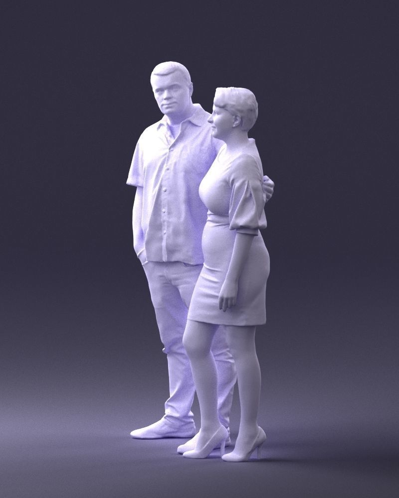 000359 Couple Standing Together Low-poly 3D model_29
