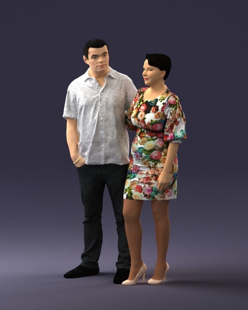 000359 Couple Standing Together Low-poly 3D model_31