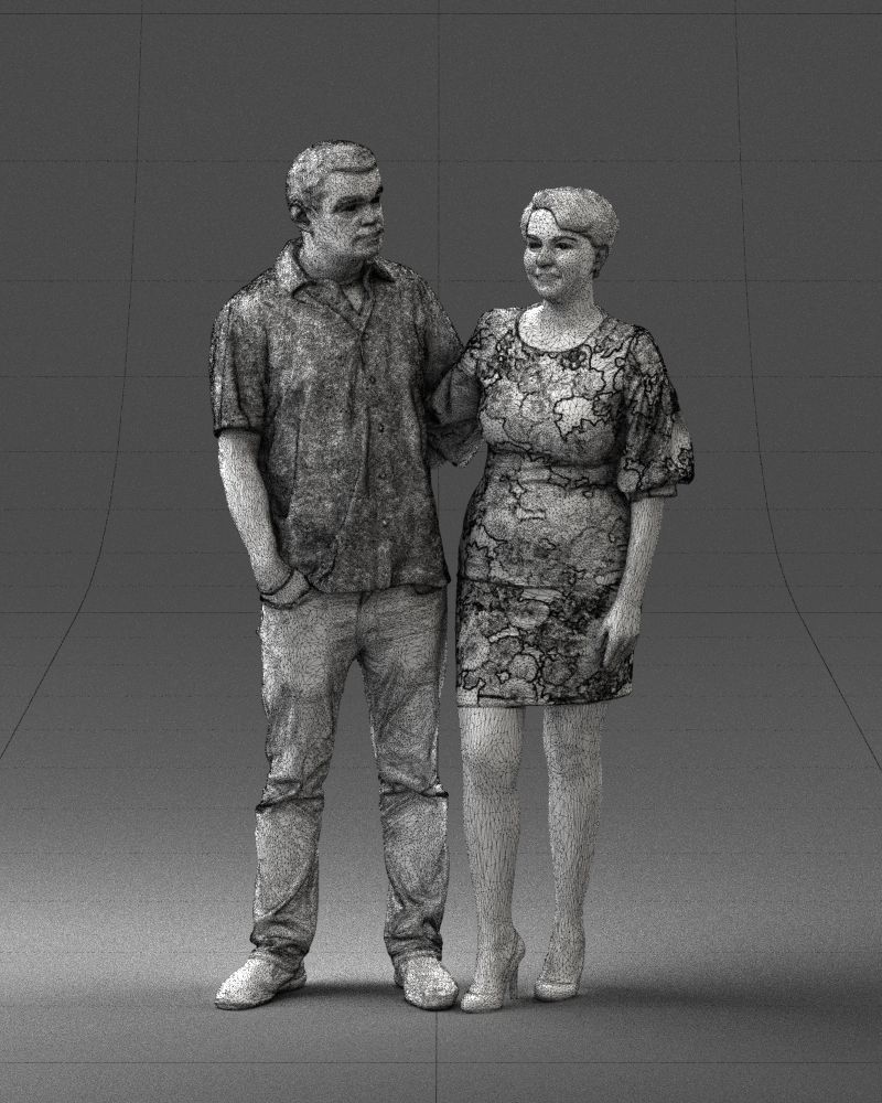 000359 Couple Standing Together Low-poly 3D model_3