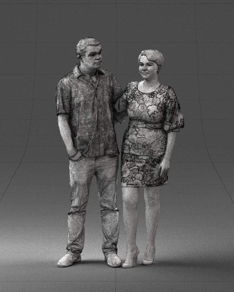 000359 Couple Standing Together Low-poly 3D model_39