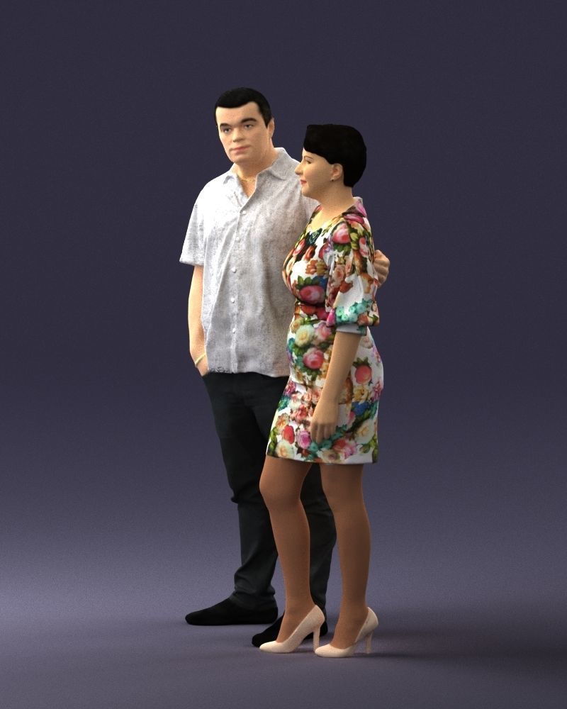 000359 Couple Standing Together Low-poly 3D model_28