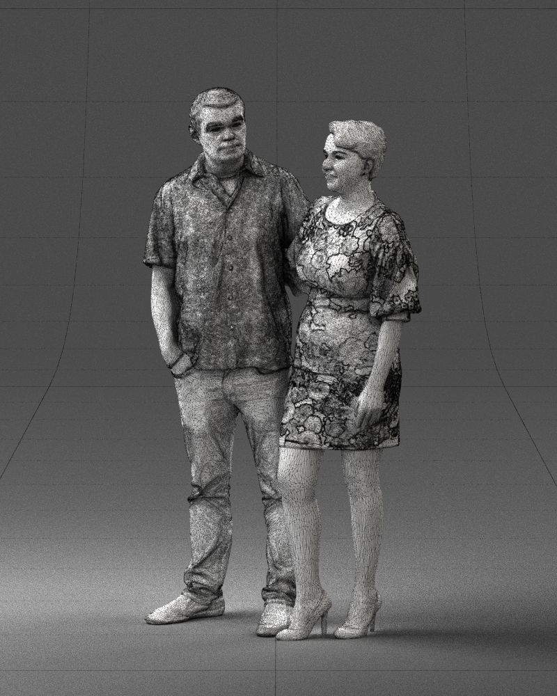 000359 Couple Standing Together Low-poly 3D model_33