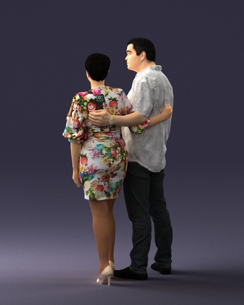 000359 Couple Standing Together Low-poly 3D model_22