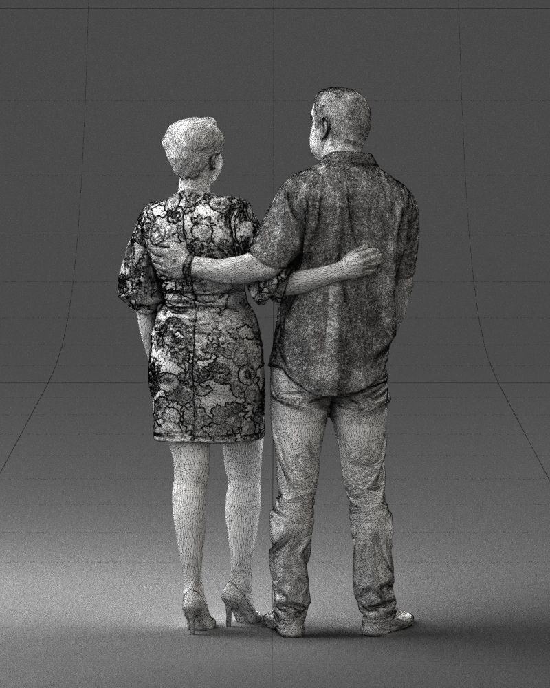 000359 Couple Standing Together Low-poly 3D model_21