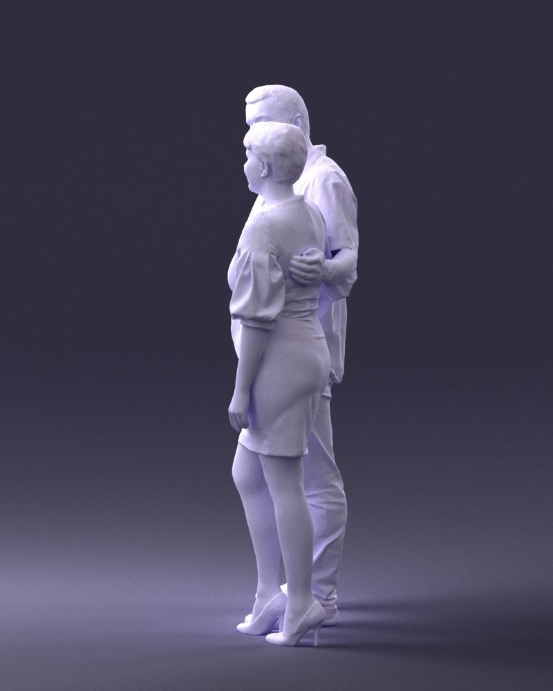 000359 Couple Standing Together Low-poly 3D model_26