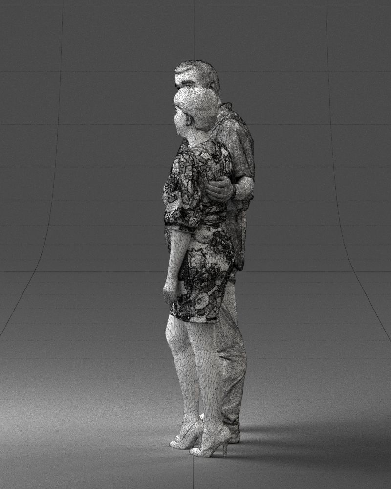 000359 Couple Standing Together Low-poly 3D model_27
