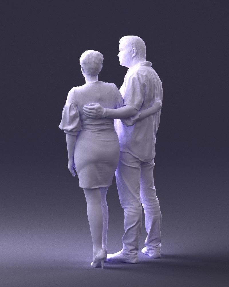 000359 Couple Standing Together Low-poly 3D model_23