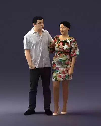Couple in casual wear 0016 3D Print Ready 3D print model