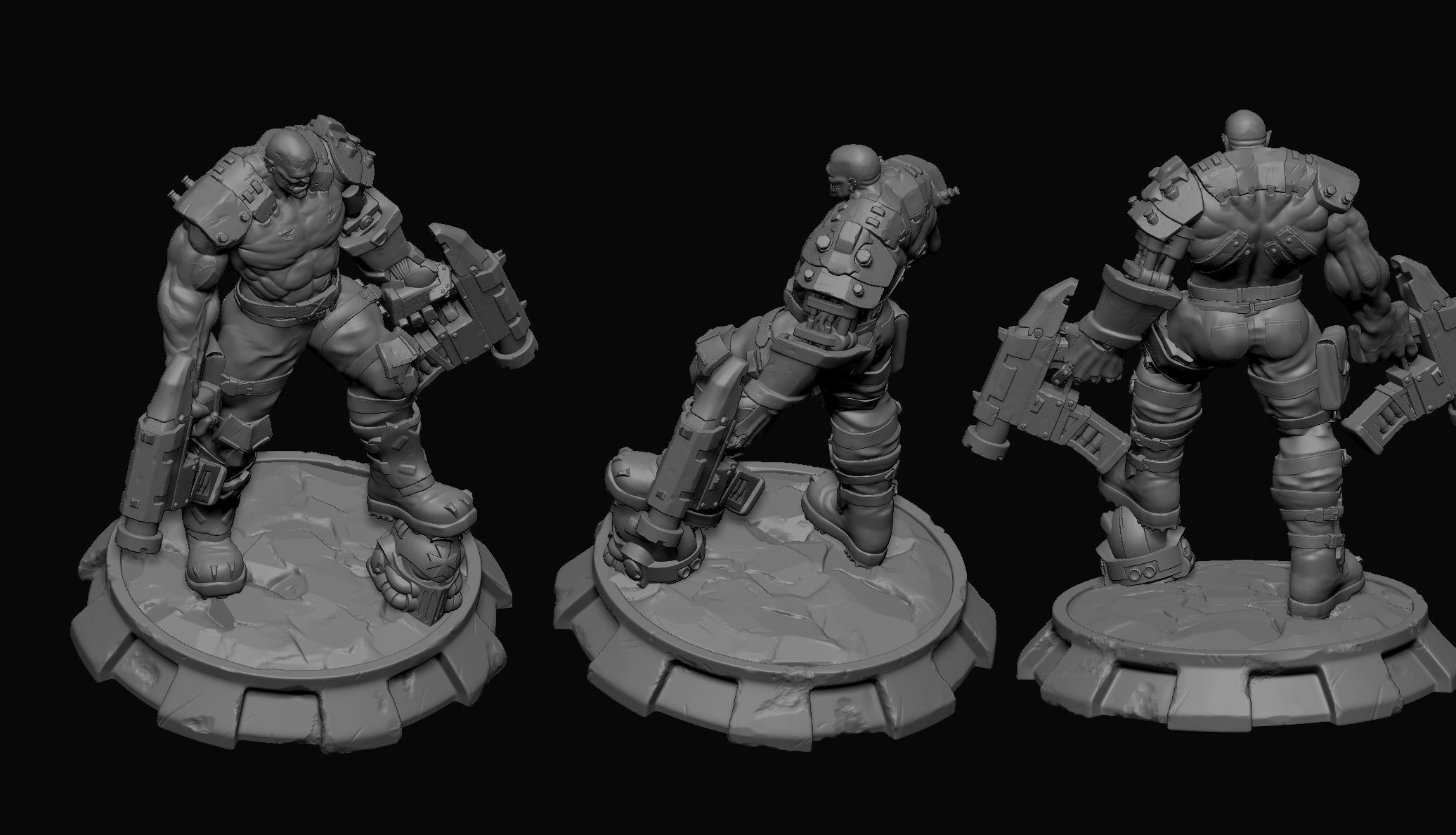 Cyborg Orc with guns 3D print model_2