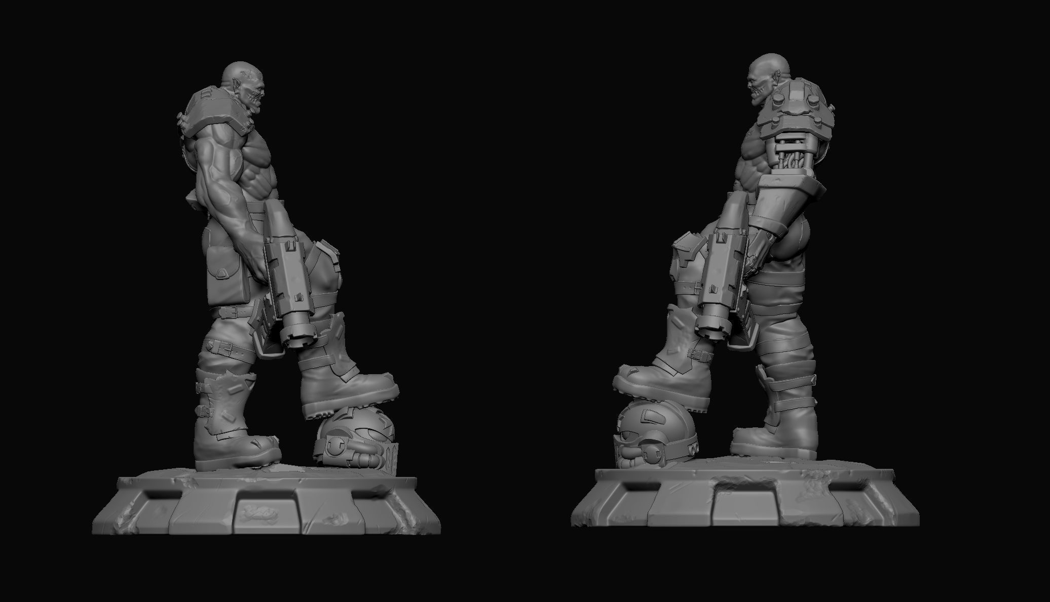 Cyborg Orc with guns 3D print model_1