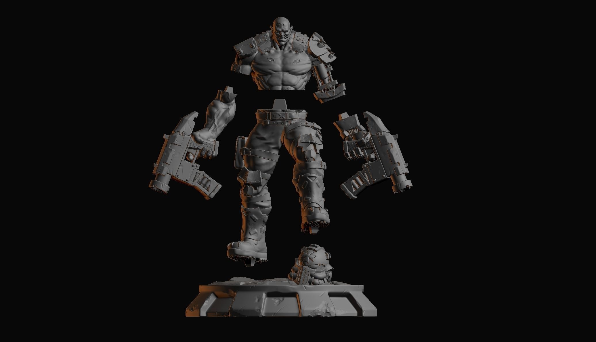 Cyborg Orc with guns 3D print model_5